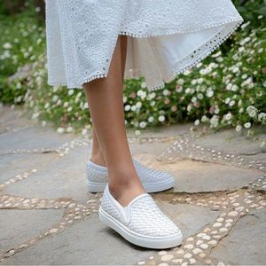 Woven leather slip on light gray M.Gemi white bottom sneakers